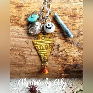 Yellow big fish charm turquoise necklace